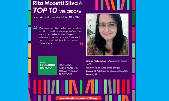 Professora de Franca (SP) é uma das vencedoras do Prêmio Educador Nota 10
