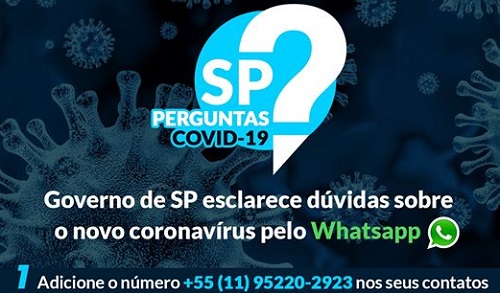 SP lança canal de comunicação pelo WhatsApp sobre o coronavírus