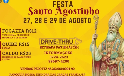Festa de Santo Agostinho começa nesta sexta no formato Drive Thru
