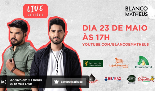 Dupla Blanco e Matheus apresenta live em prol da Apae de Franca 