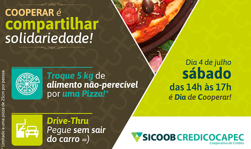 Sicoob Credicocapec promove neste sábado 'Pizza Stop' para arrecadar alimentos